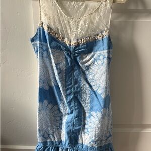 Free People Boho Blue and White Lace Dress